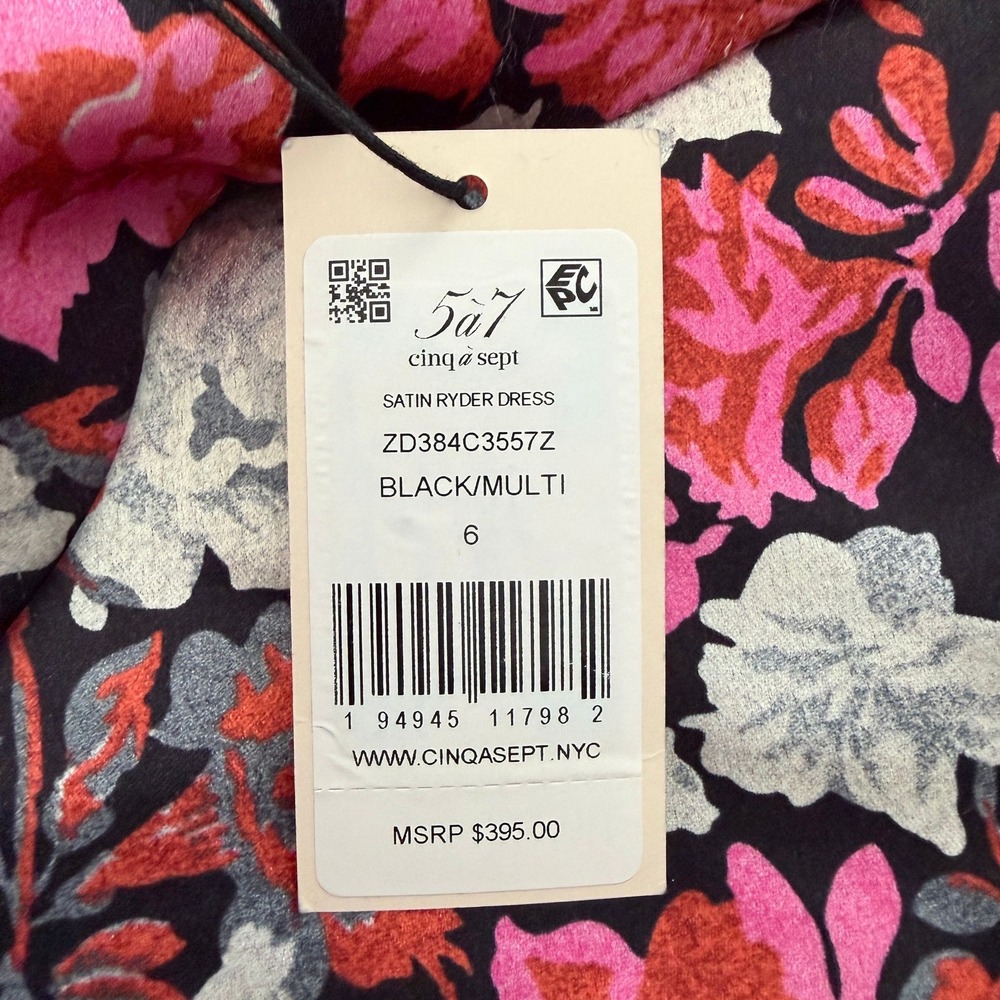 Cinq a‎ Sept $395 Dress Size 6 Floral Mini Satin Cocktail (New with Flaw) - Picture 3 of 7